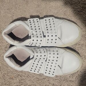 J/Slides White Sneakers with silver studs size 10 women's